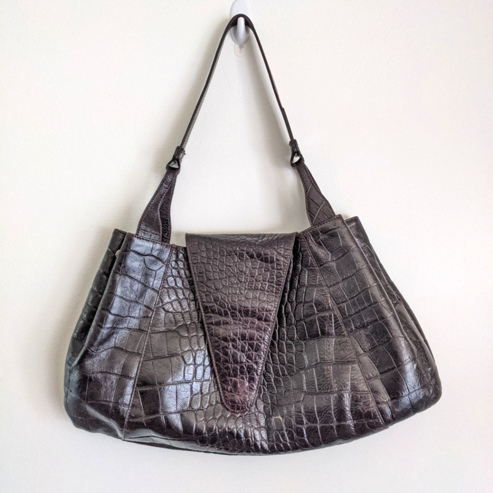 J.Peterman alligator embossed Italian leather bag